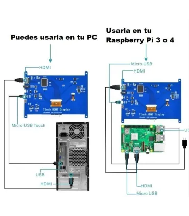 Pantalla 7 Pulgadas Touch Lcd Hdmi - Raspberry Pi - Merkatronix