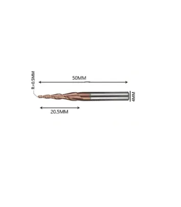 Fresa Redonda Conica Para Metales - R0.5mm - Merkatronix