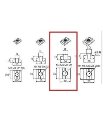 Tuerca En T Para Perfil De Aluminio 4040 3838 - Merkatronix