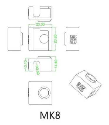 Protector Aislante Silicona Extrusor Mk8 Mk7 Mk9 - - Merkatronix