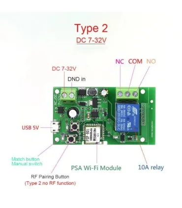 Domótica - Interruptor Wifi Sonoff 12v - 32v Dc - Merkatronix