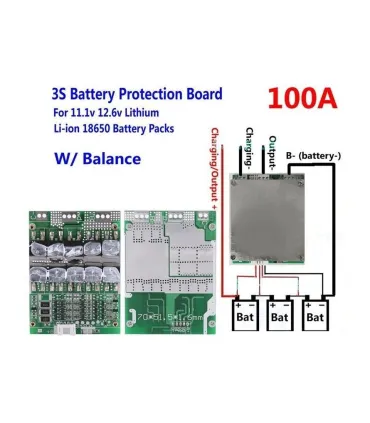 Módulo Bms 3s 100a - Modulo Cargador Litio - Merkatronix