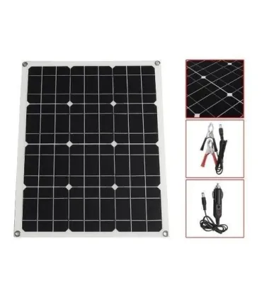 Kit Panel Solar 50w Flexible 24v + Conectores + - Merkatronix
