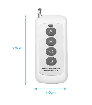Control Rf 433mhz 4 Botones Largo Alcance Y Antena - Merkatronix