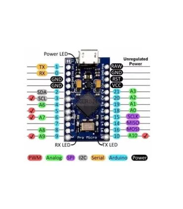 Arduino Pro Micro Atmega32u4 5v 16mhz - Merkatronix