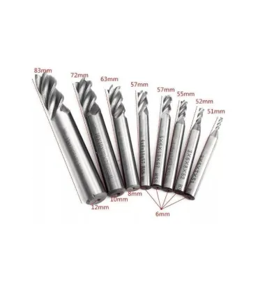 Broca Fresa De Metal 2- 12mm - Cnc - Router X 8 - Merkatronix