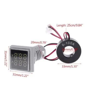 Voltimetro Amperimetro Digital Ac 50-500v 100a - Merkatronix