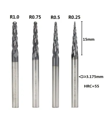 Fresa Cónica Para Acabado Punta De Bola R0.5 - Merkatronix