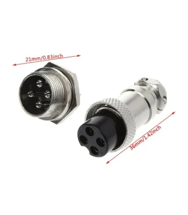 Conector Aviación Socket Plug Gx16 4 Pines - Merkatronix