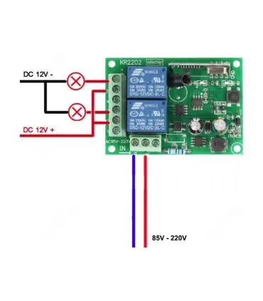 Modulo Receptor Rf 433mhz 2 Canales 110vac + - Merkatronix
