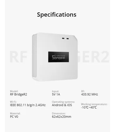 Sonoff Bridge R2 Seguridad Domotica 433mhz - Merkatronix
