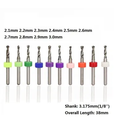Juego De Brocas Milimetricas Pcb 2.1mm - 3.0mm - - Merkatronix