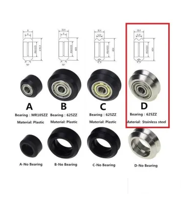 Rodamiento Perfil 2020 V-slot Acero Inoxidable  - Merkatronix