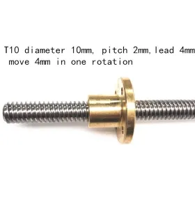 Varilla Roscada Trapezoidal T10 10mm Lead 4mm X 1000mm