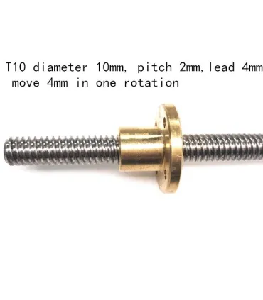 Varilla Roscada Trapezoidal T10 10mm Lead 4mm X 600mm