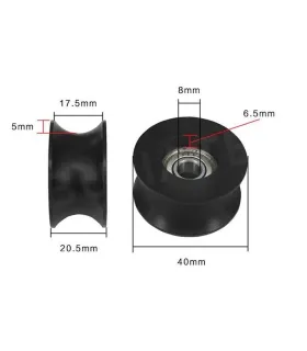 Polea De Nylon En U Bu0840 Con Rodamiento 608zz