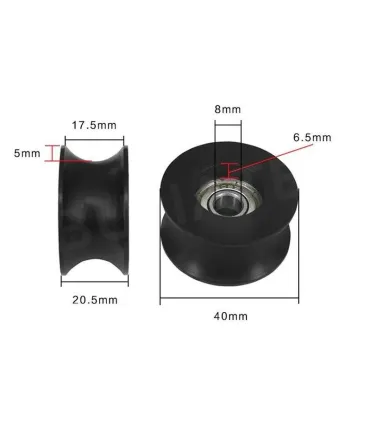 Polea De Nylon En U Bu0840 Con Rodamiento 608zz