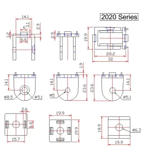 Unión Flexible Bisagra Perfil De Aluminio 2020