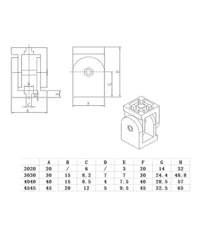 Unión Flexible Bisagra Perfil De Aluminio 3838 4040