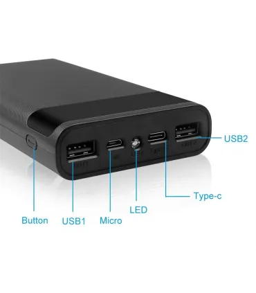 Power Bank Batería 18650 X6, Holder Batería. - Merkatronix