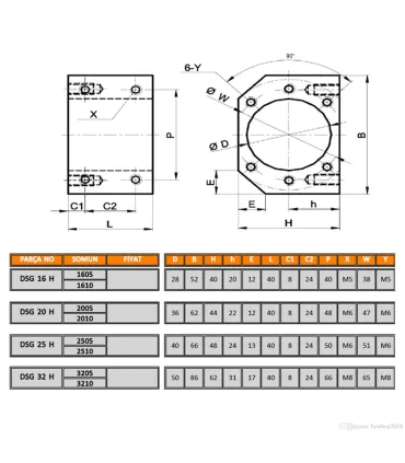 Camisa Tornillo Bola Recirculante Sfu25 - Dsg25h