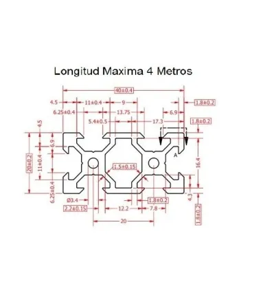 Perfil De Aluminio Estructural 2040 V-slot- Cnc - - Merkatronix