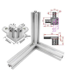 Conector Union 3 Esquinas Perfil Aluminio 2020