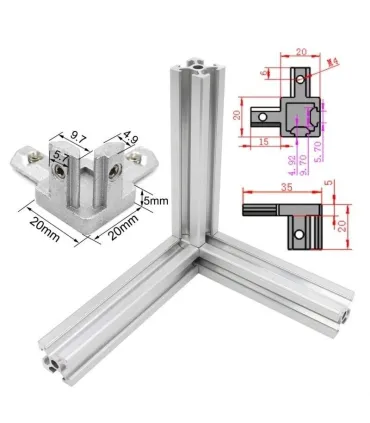 Conector Union 3 Esquinas Perfil Aluminio 2020