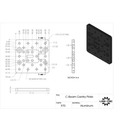 Openbuilds Placa Carro Desplazamiento Perfil 4080 C-beam