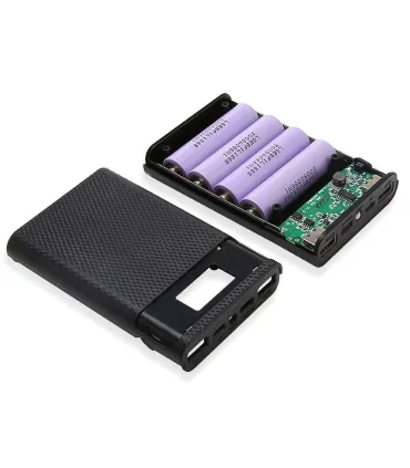 Caja Power Bank Batería 18650 X4, Holder Batería. - Merkatronix