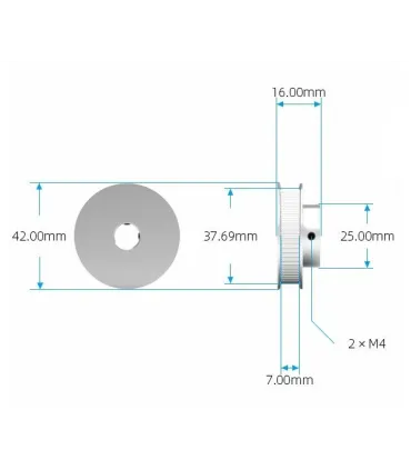 Polea Correa Gt2 60 Dientes Eje 10mm Aluminio - Merkatronix