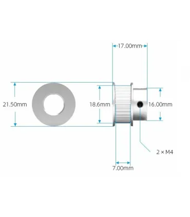 Polea Correa Gt2 30 Dientes Eje 8mm Aluminio Ancho - Merkatronix