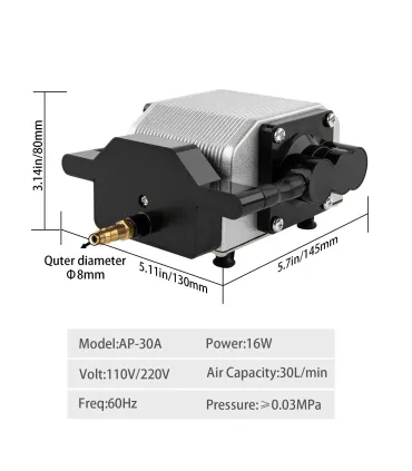 Bomba De Aire Para Cortador Laser 30l/min Graduable 110vac