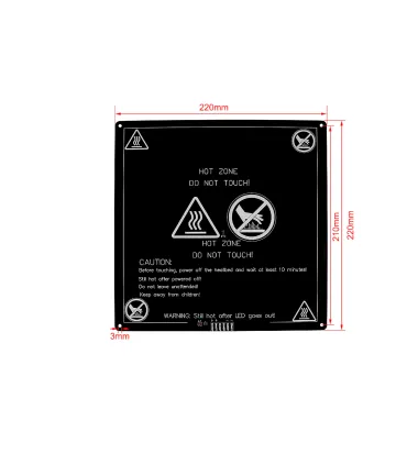 Cama Caliente Mk3 Aluminio Heatbed 220mm x 200mm - Merkatronix