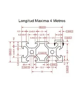Perfil De Aluminio Estructural 2040 V-slot- Cnc - 400mm