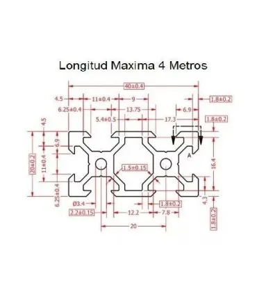 Perfil De Aluminio Estructural 2040 V-slot- Cnc - 200mm