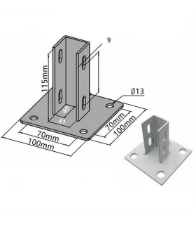 Soporte Pared Suelo Para Perfil De Aluminio 4040 - 3838