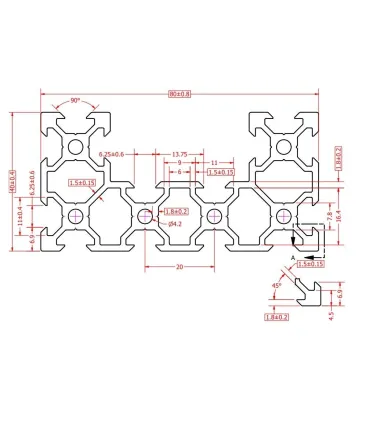 Perfil De Aluminio Estructural 4080 C-beam V-slot x 1 Metro