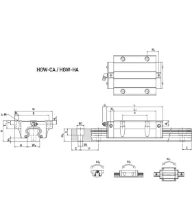 Rodamiento Lineal HGW20CA Para Guía Lineal HGR20