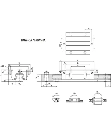 Rodamiento Lineal HGW20CA Para Guía Lineal HGR20