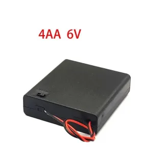 Porta Batería Caja Pila AA Para 4 Pilas 6V