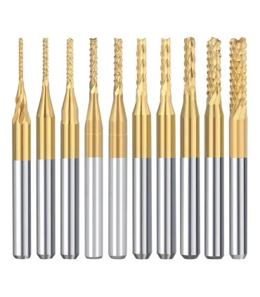 Kit Fresa Delgada Carburo Titanio Vástago 1/8 D x 10 Unidades