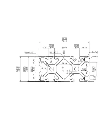 Perfil De Aluminio Estructural 3876 - 4080 T-slot x 1000mm