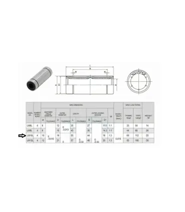 Rodamiento Lineal Lm10Luu Para Eje Varilla 10mm