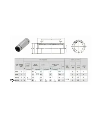 Rodamiento Lineal Lm12Luu Para Eje Varilla 12mm