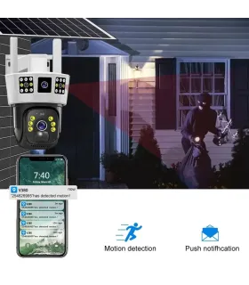 Cámara Solar Wifi Para Exteriores Robótica 3 Lentes