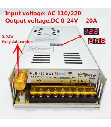 Fuente De Poder Ajustable 0-24Vdc 480w Con Pantalla