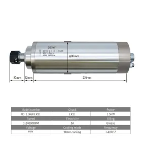 Kit Spindle 1.5KW CNC 110VAC Refrigerado Por Agua
