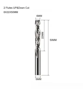 Fresa Compresión Espiral Up Down Cut Para Madera 6mm