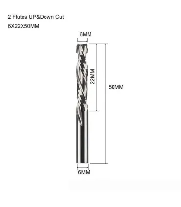 Fresa Compresión Espiral Up Down Cut Para Madera 6mm